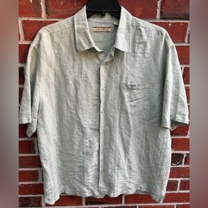 Havanera Co. Mens Short Sleeve Button Down Shirt. Light Green. Size XXL